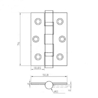 Grade 7 Ball Bearing Butt Hinge - CE / UKCA Marked - Fire Rated - 40kg Max Load Bearing